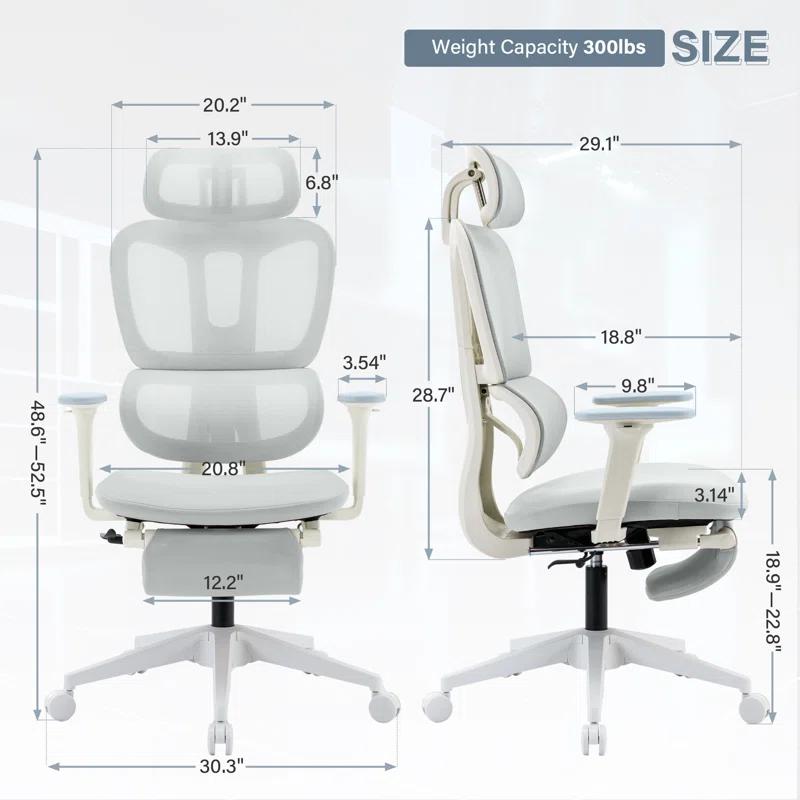 Inbox Zero High Back Ergonomic Mesh Office Chair With Adjustable Headrest and Armrest