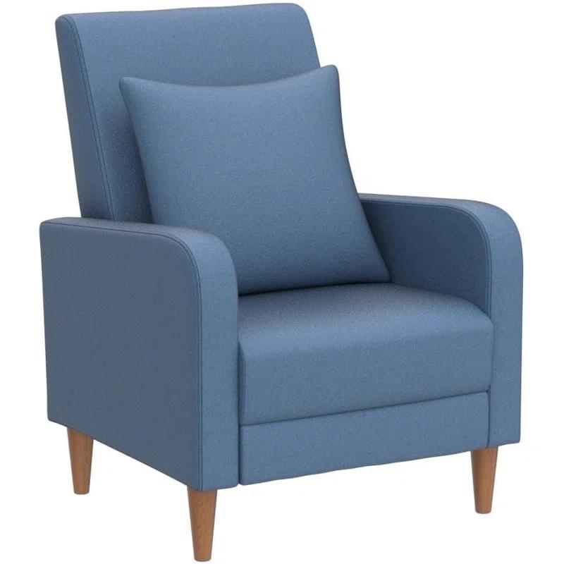 Latitude Run® Modern Upholstered Armchair with Pillows, Fabric Reading Living Room Side Chair, Single Sofa with Lounge Seat and Wooden Legs,...