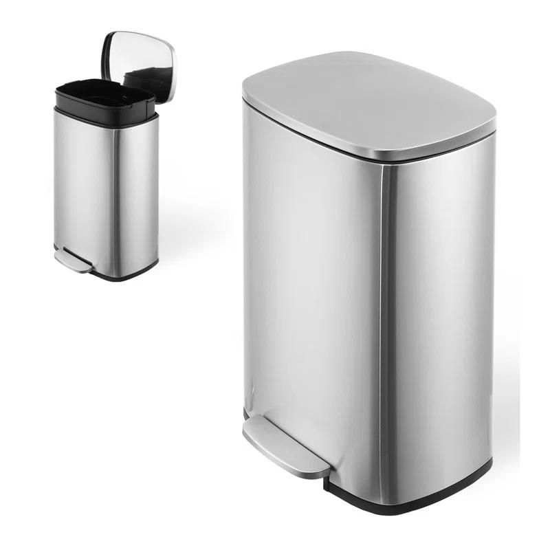 ASOPIX Kitchen Trash Can, Stainless Steel 50 Liter / 13 Gallon Garbage Can