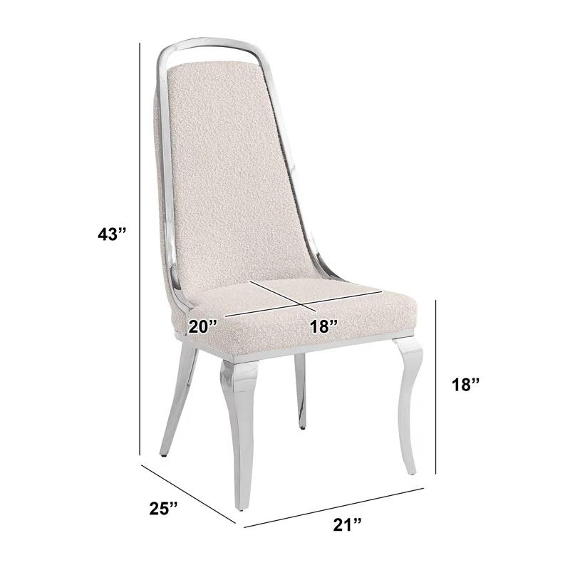 Rosdorf Park Tempered Glass Dining Set With Boucle Fabric Side Chairs