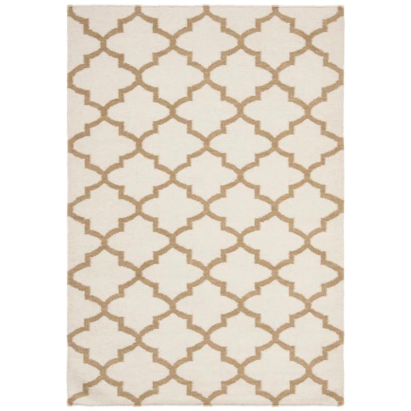 Winston Porter Milltown Hand Woven Flat Weave Wool Geometric Rug