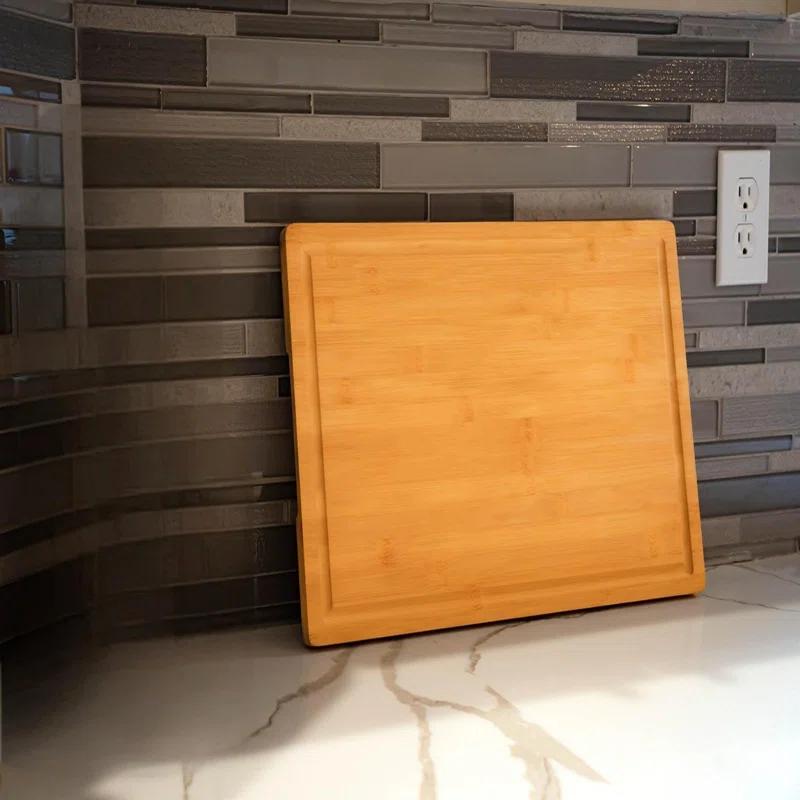 DILAND Bamboo Cutting Board For Kitchen, Large Wood Charcuterie Cheese Board, Wooden Chopping Block With Side Handles And Juice Grooves