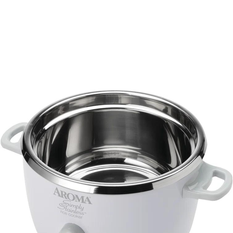 Aroma AROMA® Select Stainless® Pot Style Rice Cooker, 3-Cup (Uncooked) / 6-Cup (Cooked), Stainless Steel Inner Pot