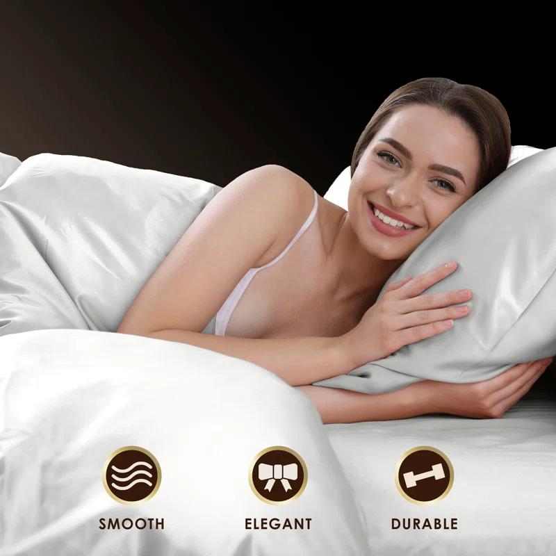 Seduction Martex Elegance Satin Silk Pillowcases Set Of 2 Hotel Quality - Super Soft & Breathable