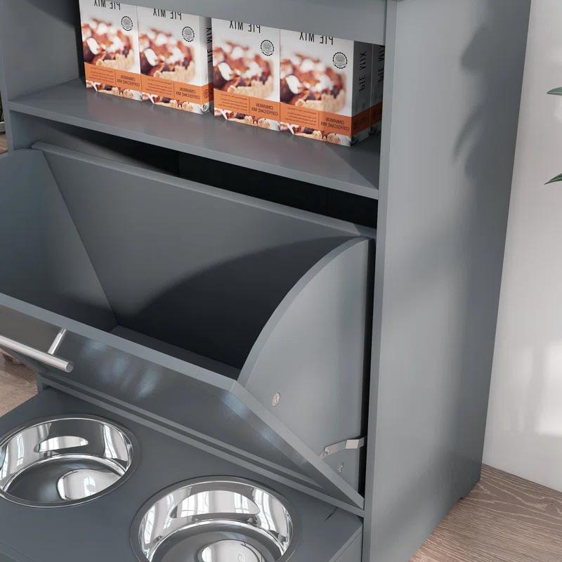 Pawhut Elevated Feeder, Pet Feeder Station, Storage Cabinet