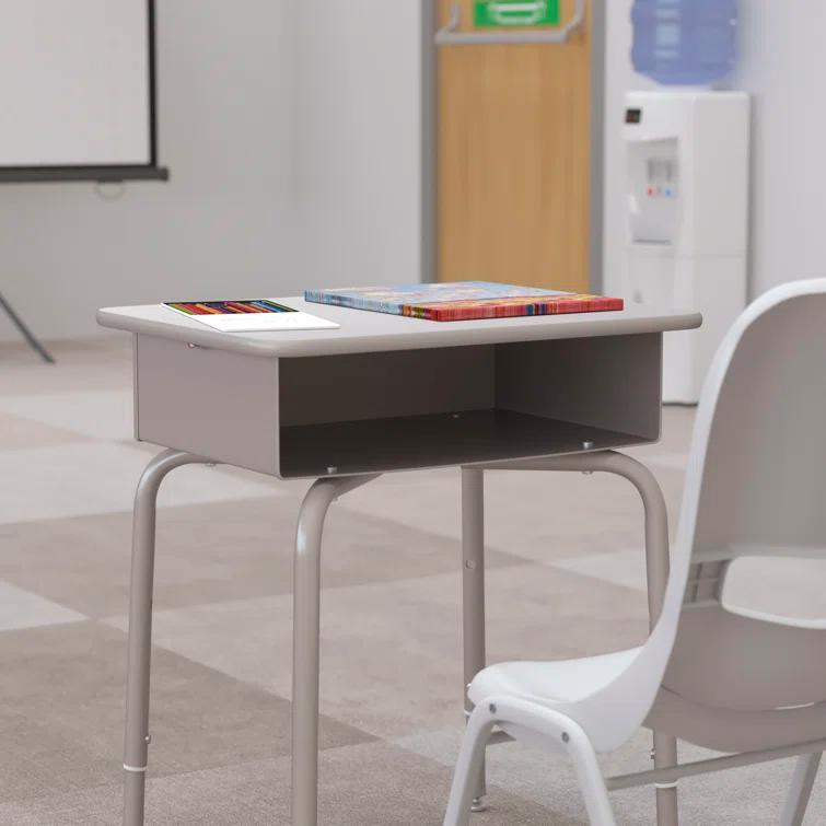 Flash Furniture Goddard Height-Adjustable Open Front Student Desk with Metal Book Box