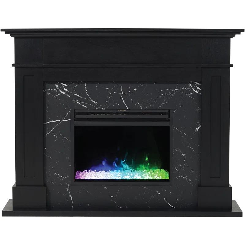 Cambridge Cambridge Sofia 53-in. Electric Fireplace Mantel in with Black Marble Inlay and Crystal Rocks