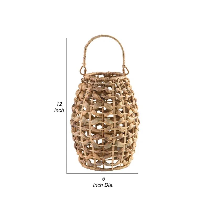 Enna Lantern, Bohemian Style, Candle Stand, Brown Rattan Woven