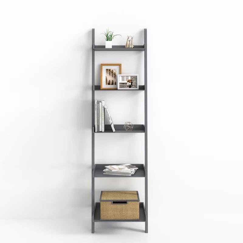 Ballucci Lado 5-Tier 67" H x 18" W Wood Leaning Ladder Bookcase