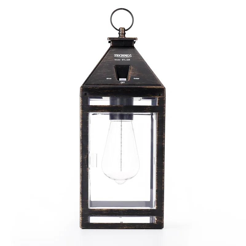 Techko 12.88 Outdoor Vintage Solar LED Lantern with Auto Dawn-to-Dusk Sensor