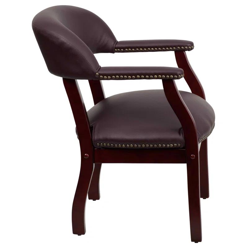 Leather Seat Waiting Room Chair with Wood Frame