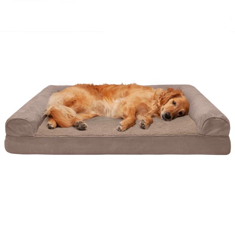 FurHaven Plush & Suede Orthopedic Sofa Dog Bed - Jumbo Plus, Almondine