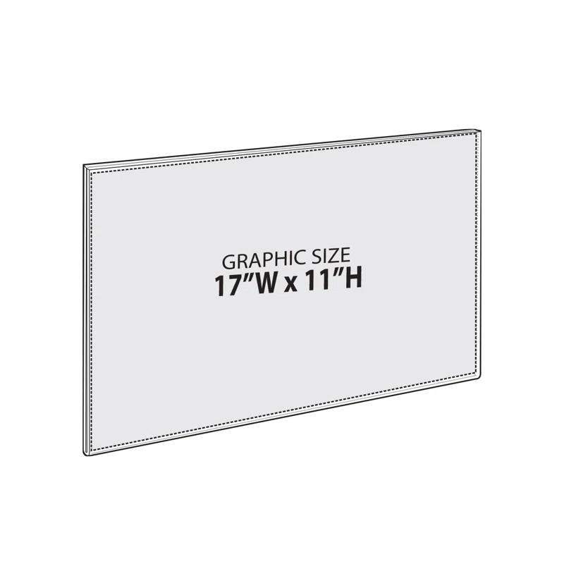 Azar Displays Clear Acrylic Magnet Back Sign Holder Frames 17" W x 11" H - Horizontal / Landscape, 2-Pack (Set of 2)