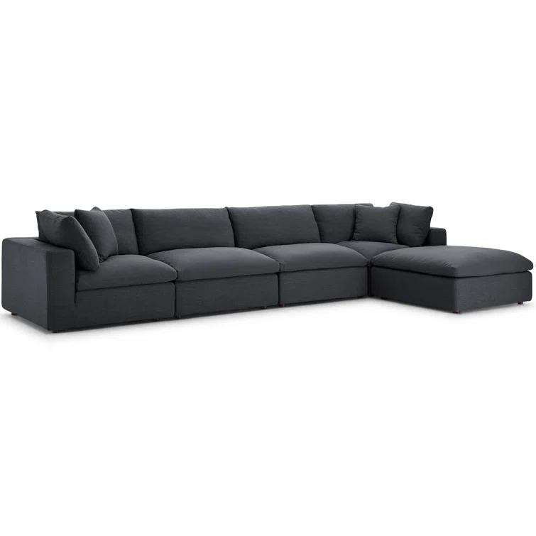 Modway Modway Copper Grove Hrazdan Fabric/Wood Down-filled Over-stuffed 5-piece Sectional Sofa Set