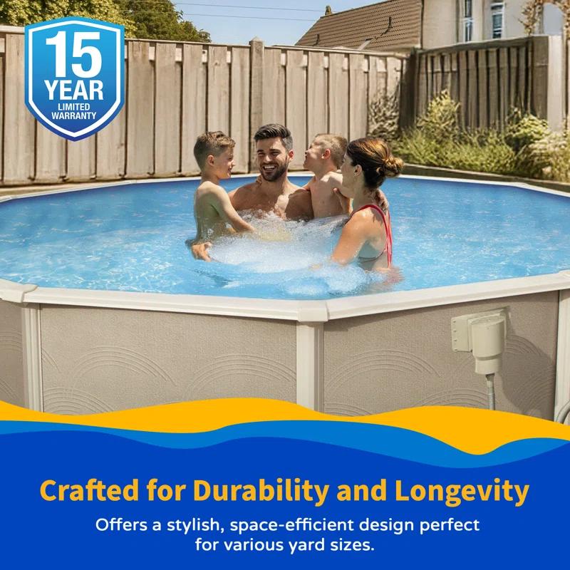 Blue Wave Products Belize Round 52-in Deep 6-in Top Rail Swimming Pool Package