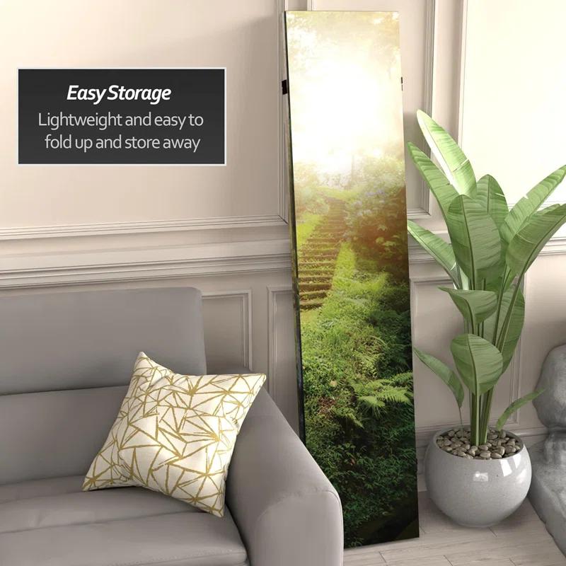 Millwood Pines 6 Ft. Tall Double Sided Stairway To Heaven Canvas Room Divider 3 Panel Freestanding Folding Privacy Screen Partition And Separator For Modern And Contemporary Bedroom Home Office Studio