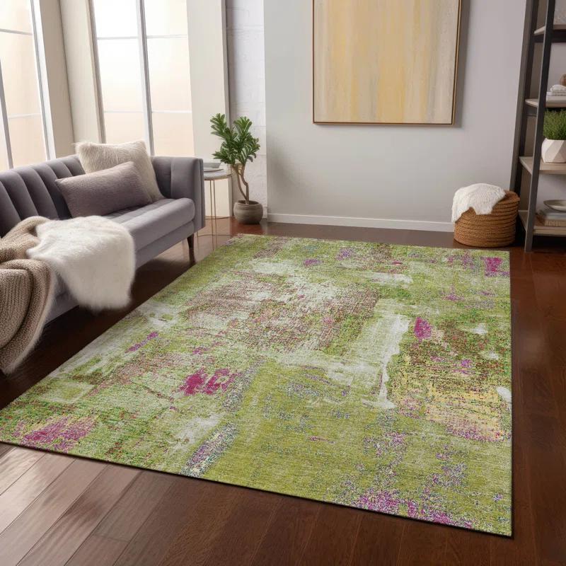 Machine Washable Indoor/Outdoor Chayden ACN989 Lime Rug