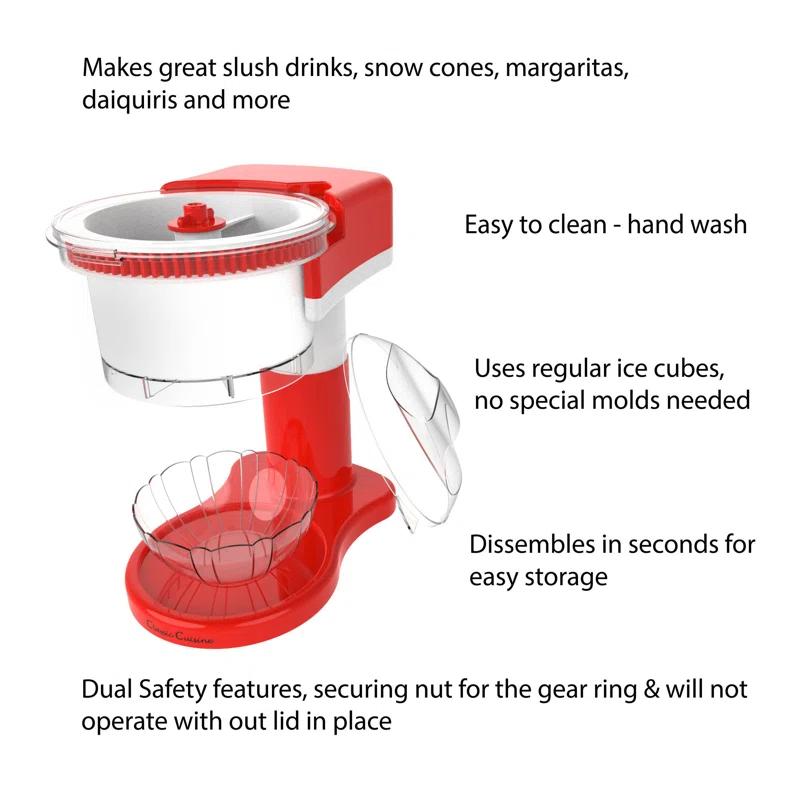 Classic Cuisine Shaved Ice Maker- Snow Cone, Italian Ice, and Slushy Machine for Home Use, Countertop Electric Ice Shaver/Chipper with Cup by Classic Cuisine