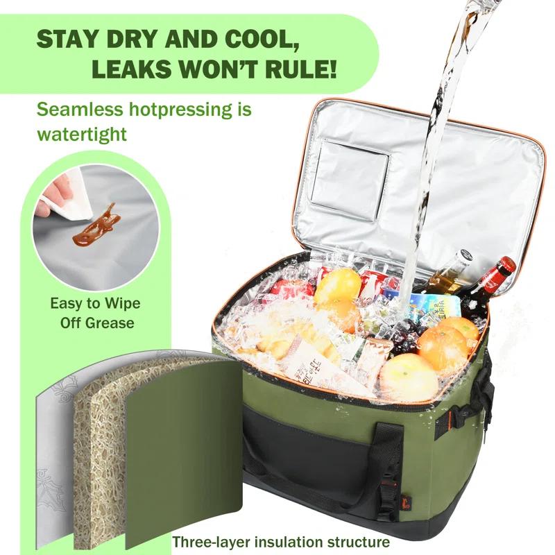 Tirrinia Tirrinia 31qt/48 Cans Soft Sided Cooler, Large capacity Soft Ice Chest, Portable Beach Cooler, Tirrinia CB