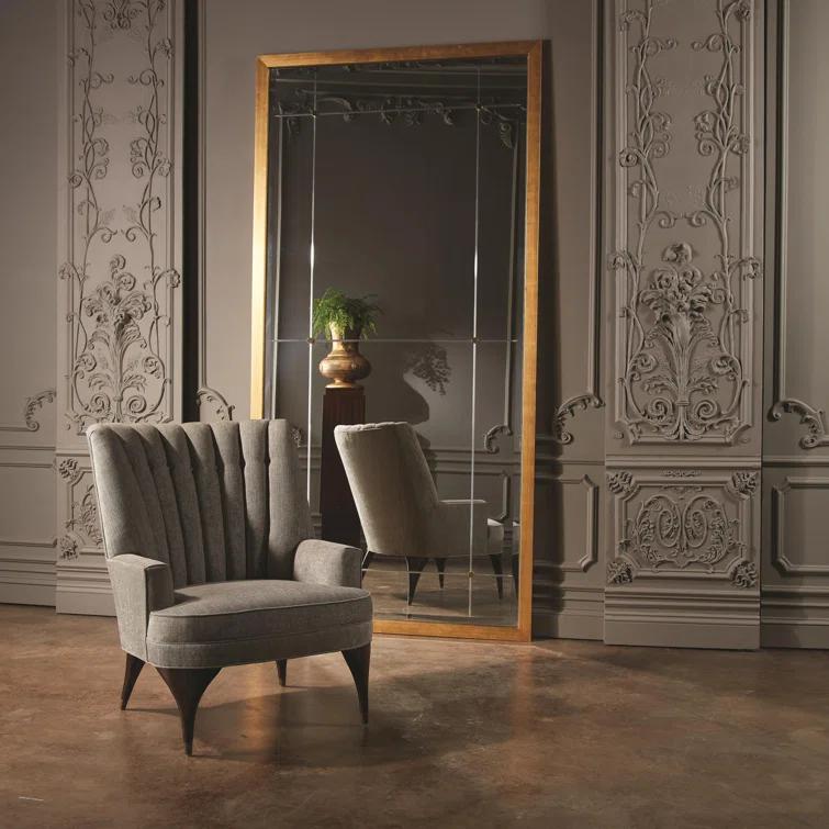 Global Views Beaumont Floor Mirror-Gold Leaf