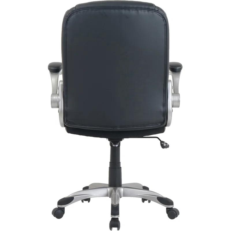 Lorell Soho Flip Armrest Mid-back Leather Chair | Wayfair