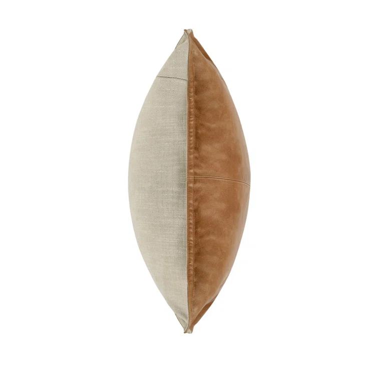 Cheyenne 22" Brown Genuine Leather Throw Pillow