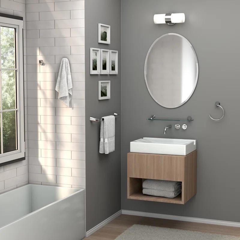 Gatco Modern Frameless Beveled Oval Wall Bathroom / Vanity Mirror