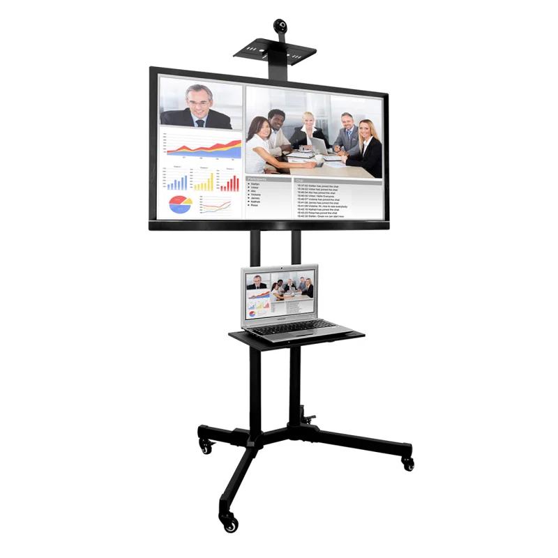 Mount-It Height Adjustable Mobile TV Stand w/ Cart, Shelf & Rolling Casters Fits 37-70 in. Screens & Reviews | Wayfair