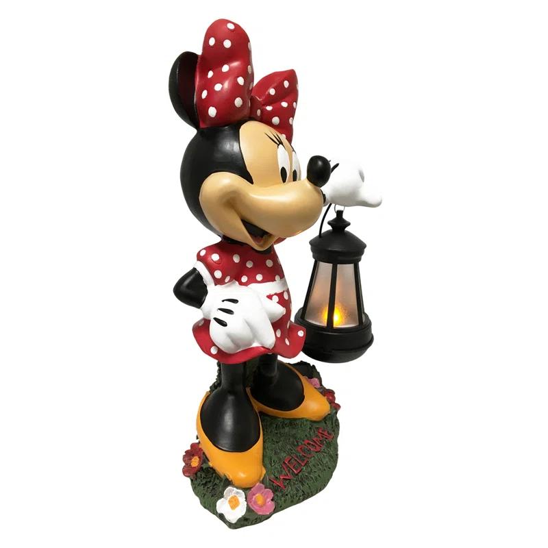 Back Yard Glory BACKYARD GLORY Disney Minnie Mouse Solar LED Lighted Lantern Everyday Outdoor Garden Statue, 12 inches Tall, Officially Licensed Disney Product
