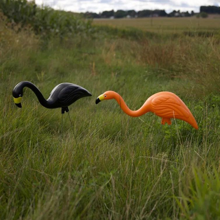 Bloem Spooky Indoor/Outdoor Black and Orange Halloween Flamingo Yard Decorations with Metal Stakes
