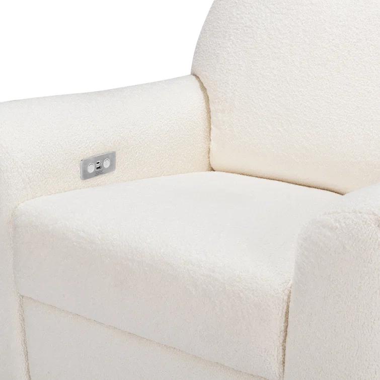 Babyletto Sunday Performance Chantilly Fleece Nursery Power Glider Recliner Chair with Light Wood Base