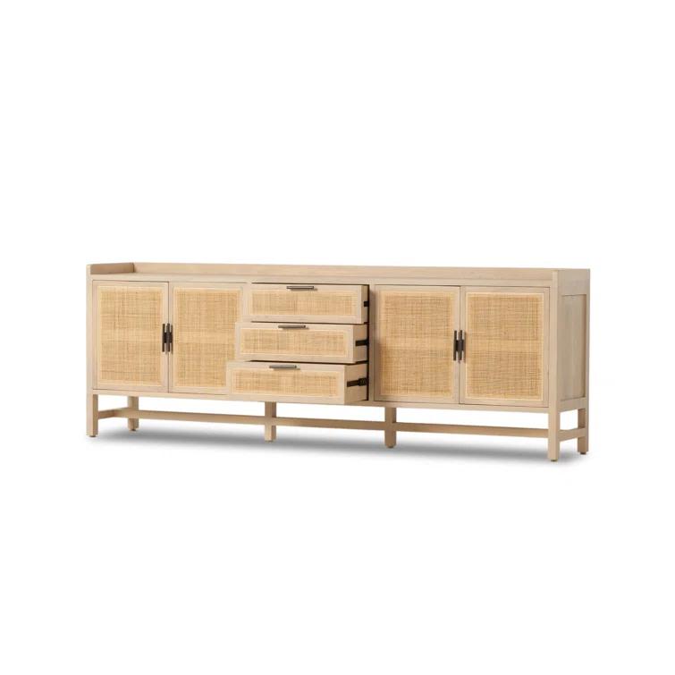 Natural Mango and Cane 96'' Sideboard with Iron Hardware