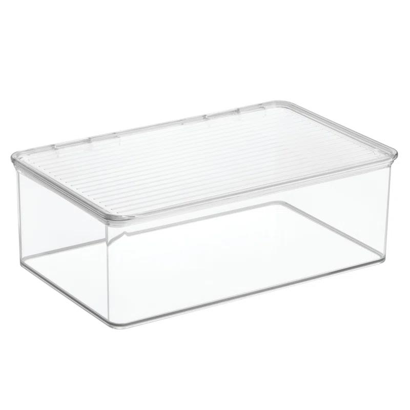 iDesign iDesign Kitchen Binz BPA-Free Plastic Stackable Organizer Box with Lid - 7.2" x 10.7" x 3.7", Clear