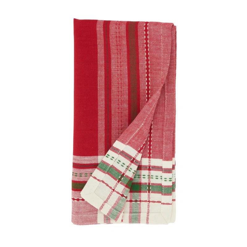 Joyful Holiday Stripe Placemat and Napkin Set (4 Placemats + 4 Napkins)