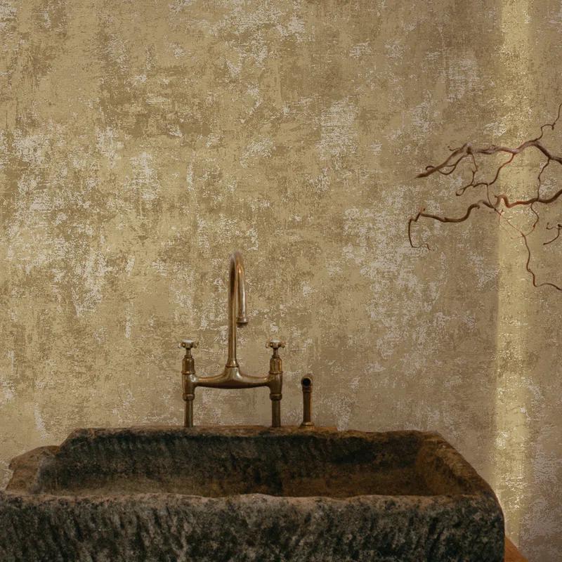 Tempaper & Co. Distressed Gold Removable Peel and Stick Wallpaper, Gold Leaf, 28 sq ft: Nursery, Botanical, Vinyl, Self-Adhesive