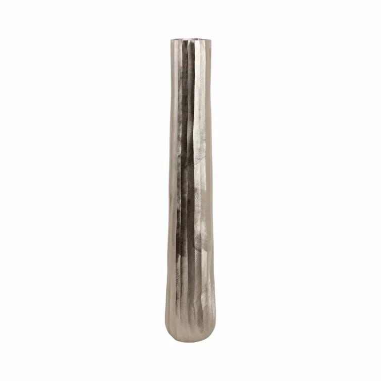 Sagebrook Home 58" Rounded Etched Metal Floor Vase, Silver | Perigold