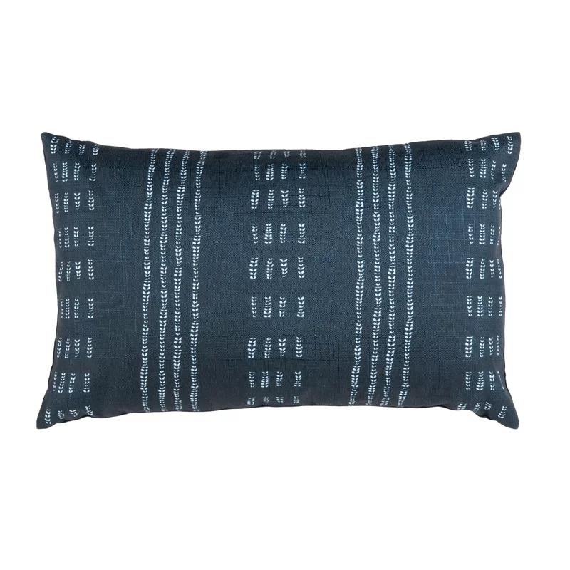 Navy and White Striped Rectangular Throw Pillow