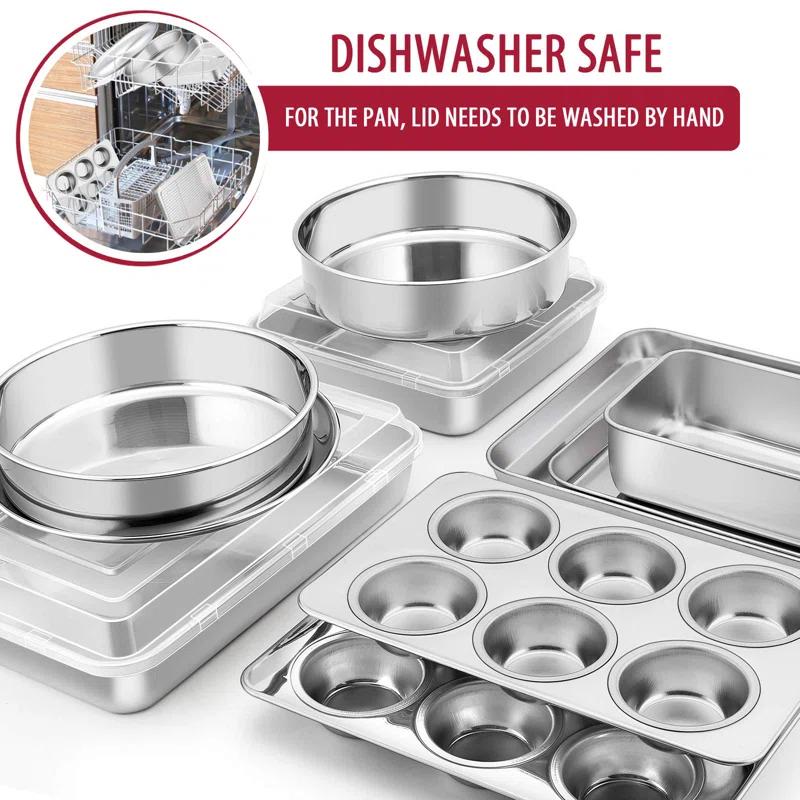 BOPWAY 12-Piece Stainless Steel Baking Pan Set