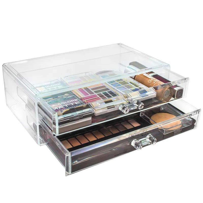 Sorbus Sorbus Stackable Clear Acrylic Makeup, Cosmetics, and Jewelry 2-Drawers Organizer