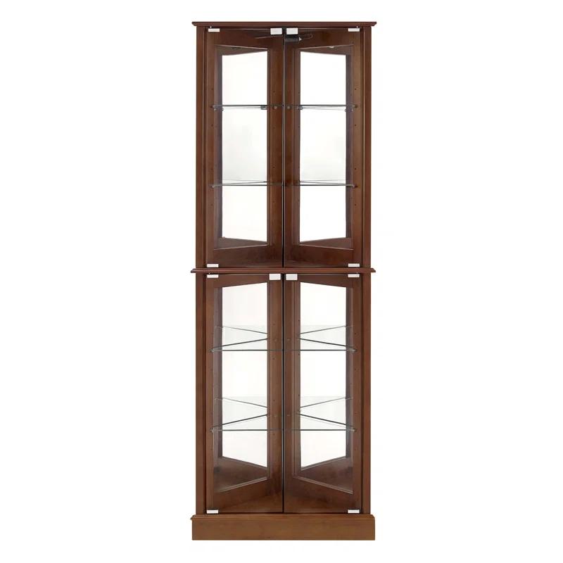 Lark Manor™ Corner Curio Dispaly Cabinet with Lights, Adjustable Tempered Glass Shelves, Mirrored Back