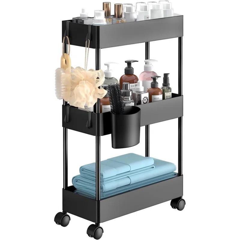 Anadea Slim Storage Cart With Wheels, Bathroom Cart Organizer Bathroom Storage Small, Rolling Cart For Bathroom, Laundry Room, Kitchen, Narrow Space