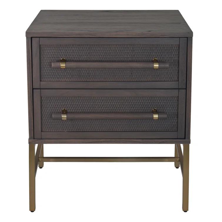 Hopper Studio Hopper Studio Sophia Solid Wood 2-Drawer Rattan Nightstand, Stylish Storage For Modern Homes