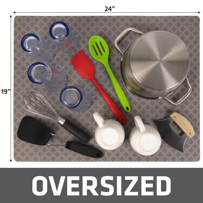 Drymate XL Dish Drying Mat, Kitchen Counter Drip Pad - Absorbent, Waterproof, Slip-Resistant, Machine Washable (19" x 24") (Taupe) (USA Made)