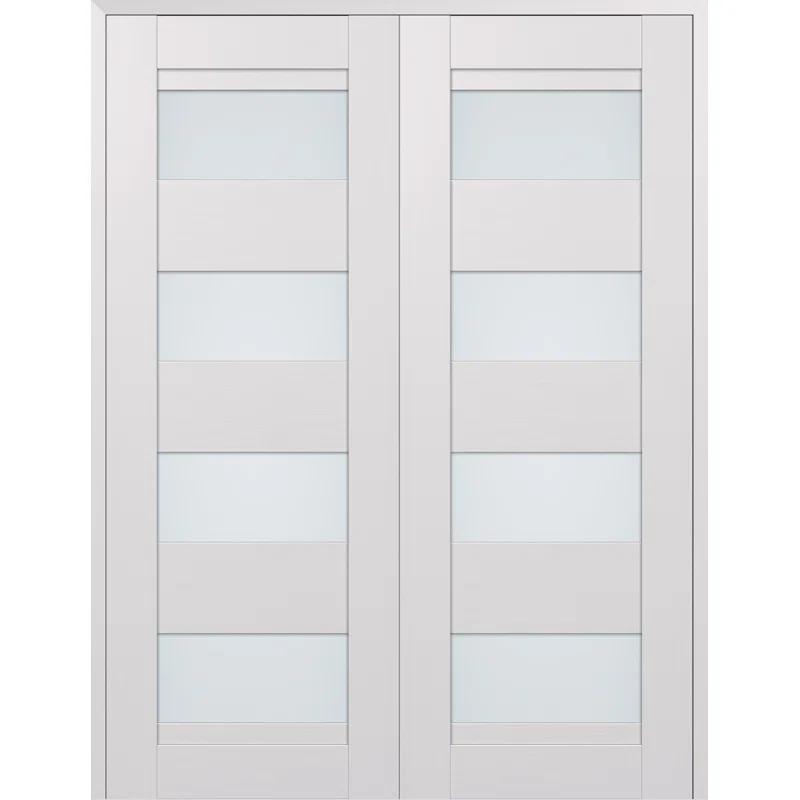 Belldinni Della Solid Manufactured Wood and Glass Paneled Prefinished Standard Double Door