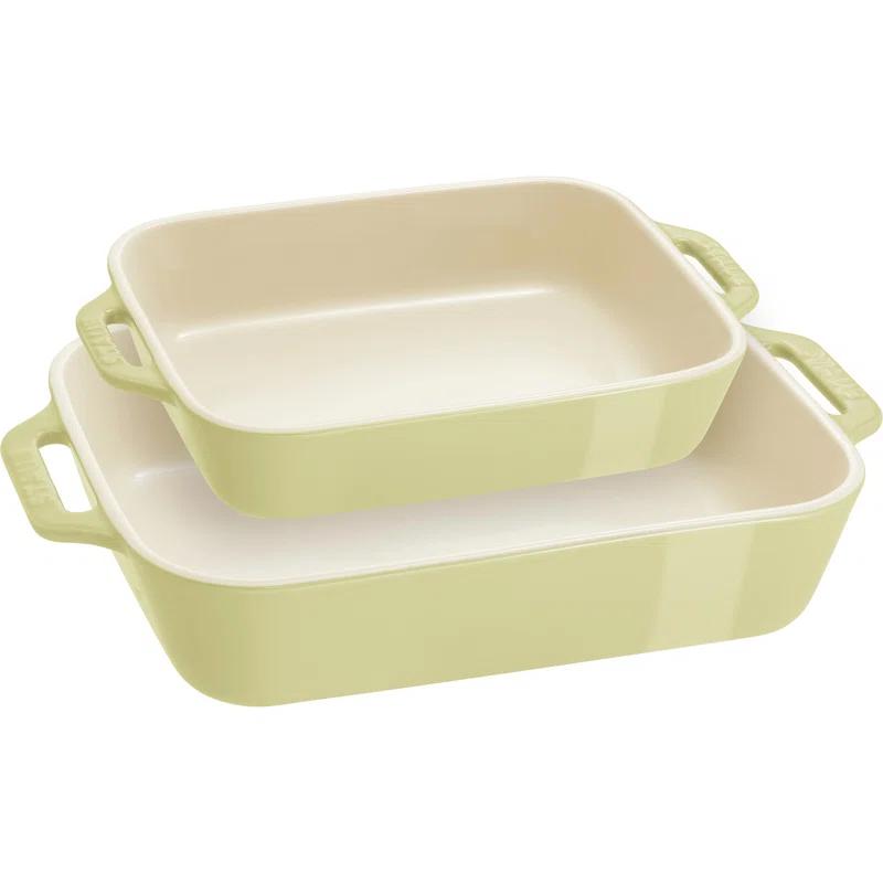 Staub Macaron Pastel Green Rectangular Bakers, Set of 2
