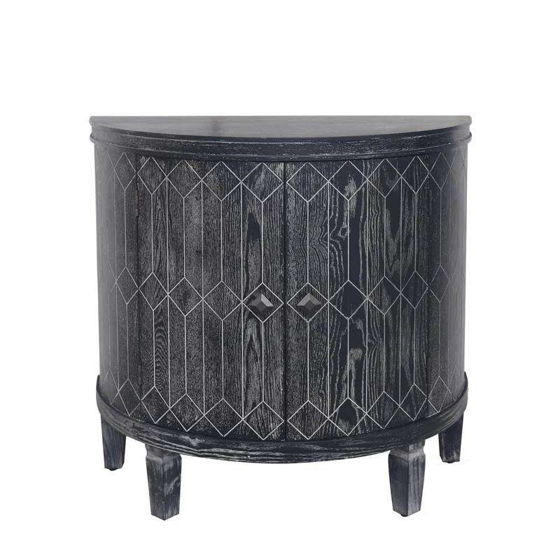 Gracie Oaks Modern Half-Moon 2 Door Wooden Cabinet With Two-Tier Storage And Exquisite Craftsmanship