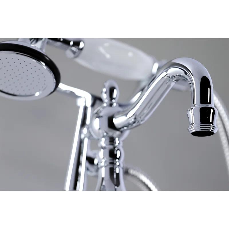 Kingston Brass Vintage Three-Handle 2-Hole Deck Mount Clawfoot Tub Faucet with Hand Shower