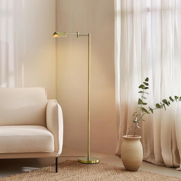 Brightech Leaf 53 in. Industrial Vintage Reading Floor Lamp with Metal Shade and 3-Way Dimming Options - Integrated LED Light