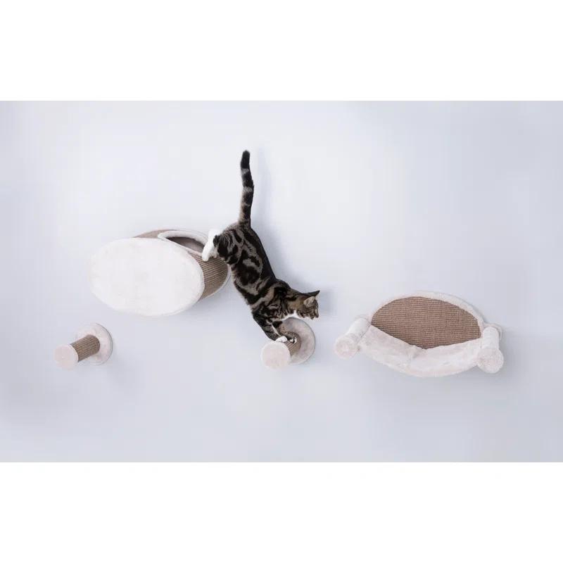 TRIXIE TRIXIE Wall Mounted Cat Lounge Set, Hammock and Condo with Two Steps, Cat Furniture, Scratching Post