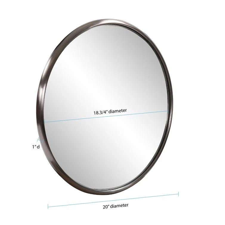 Small Round Brushed Titanium Mirror with Stainless Steel Frame
